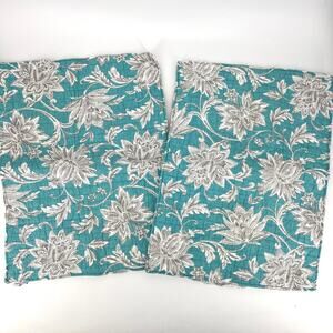 Villa Lugano Pair of Teal and White Quilted Pillow Shams 20" x 26"